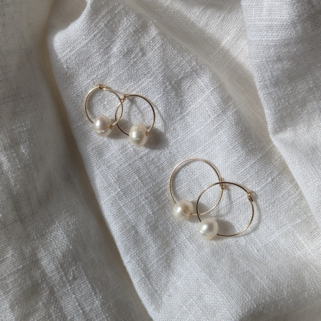 Reclaimed Potato Pearl Threader Hoop Earrings